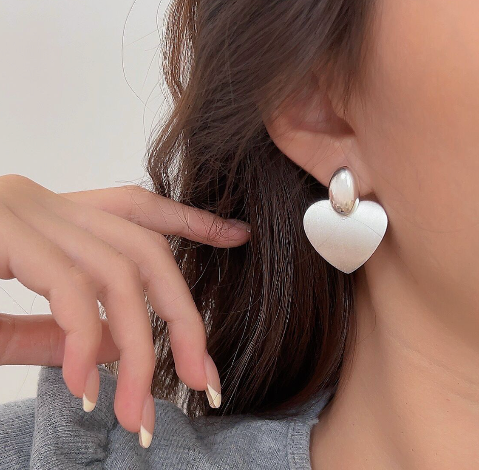 Brushed Love Earrings | Brushed Heart Earrings | CHY