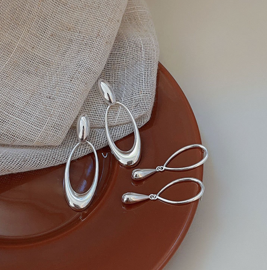 Silver Oval Earrings | Silver Oval Earrings | CHY