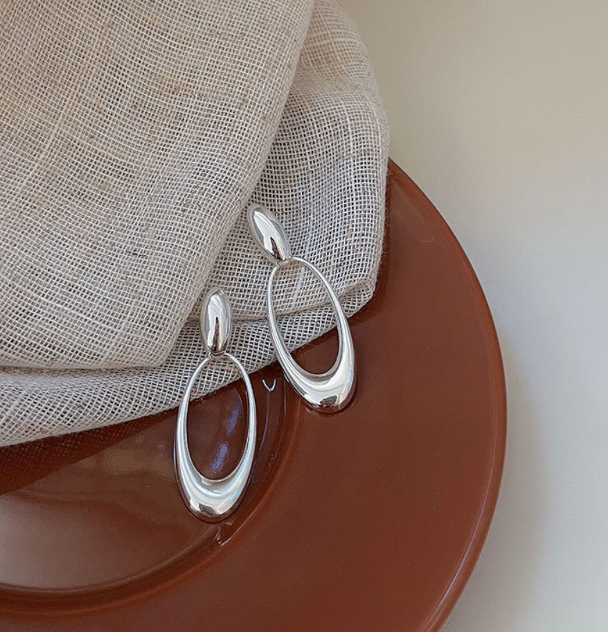 Silver Oval Earrings | Silver Oval Earrings | CHY